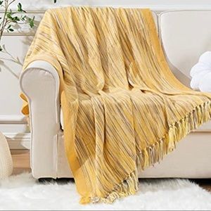 Home Yellow Throw Blanket with Fringe Spring Outdoor Throw Blankets Bed